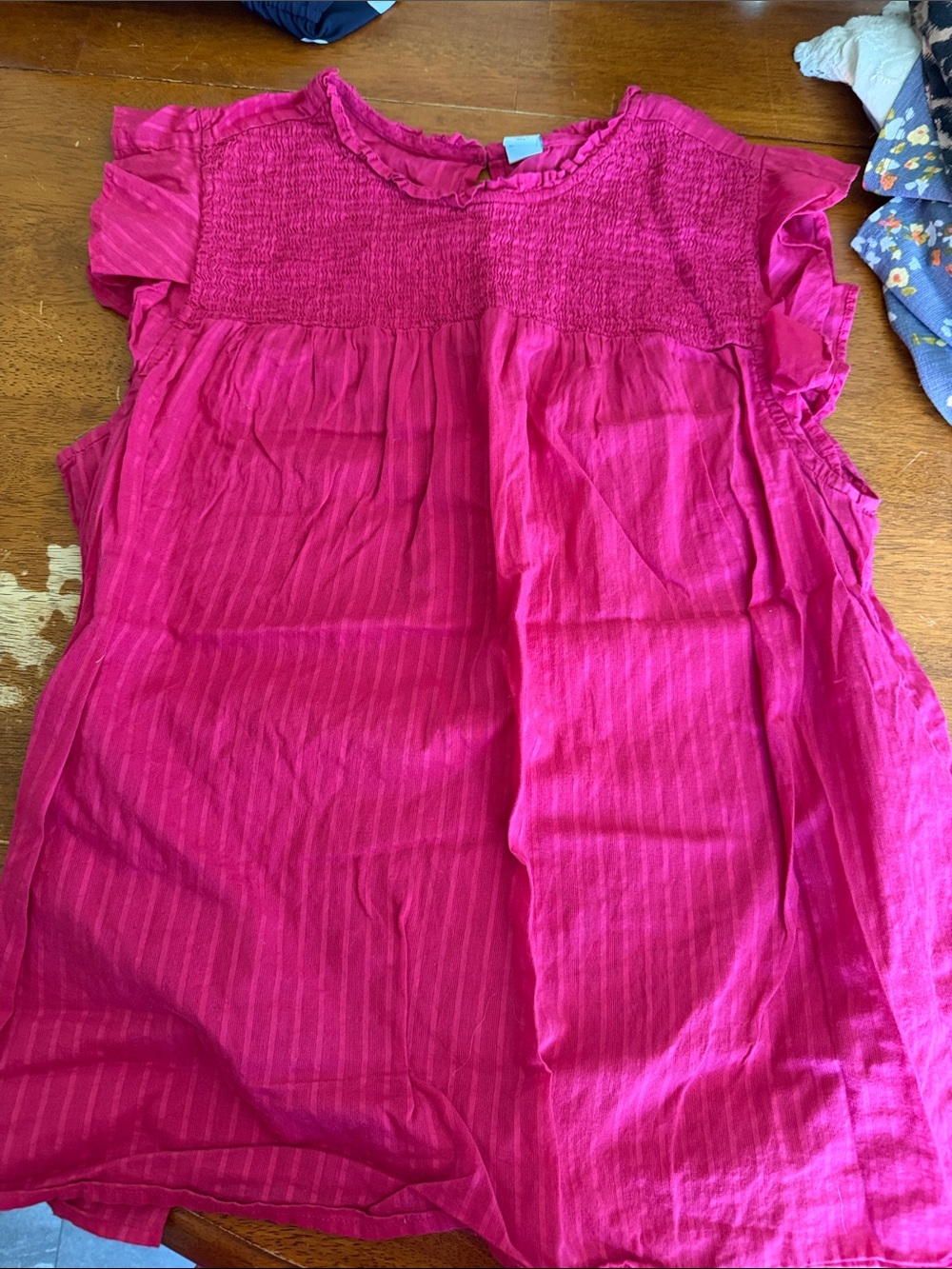 Old Navy Girls' Bright Fuchsia Smocked Ruffle Sleeve Top